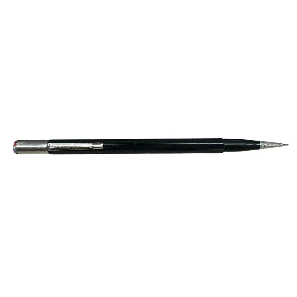 Vintage Durolite Mechanical Pencil Black Hexagonal Barrel Silver Clip Stationery